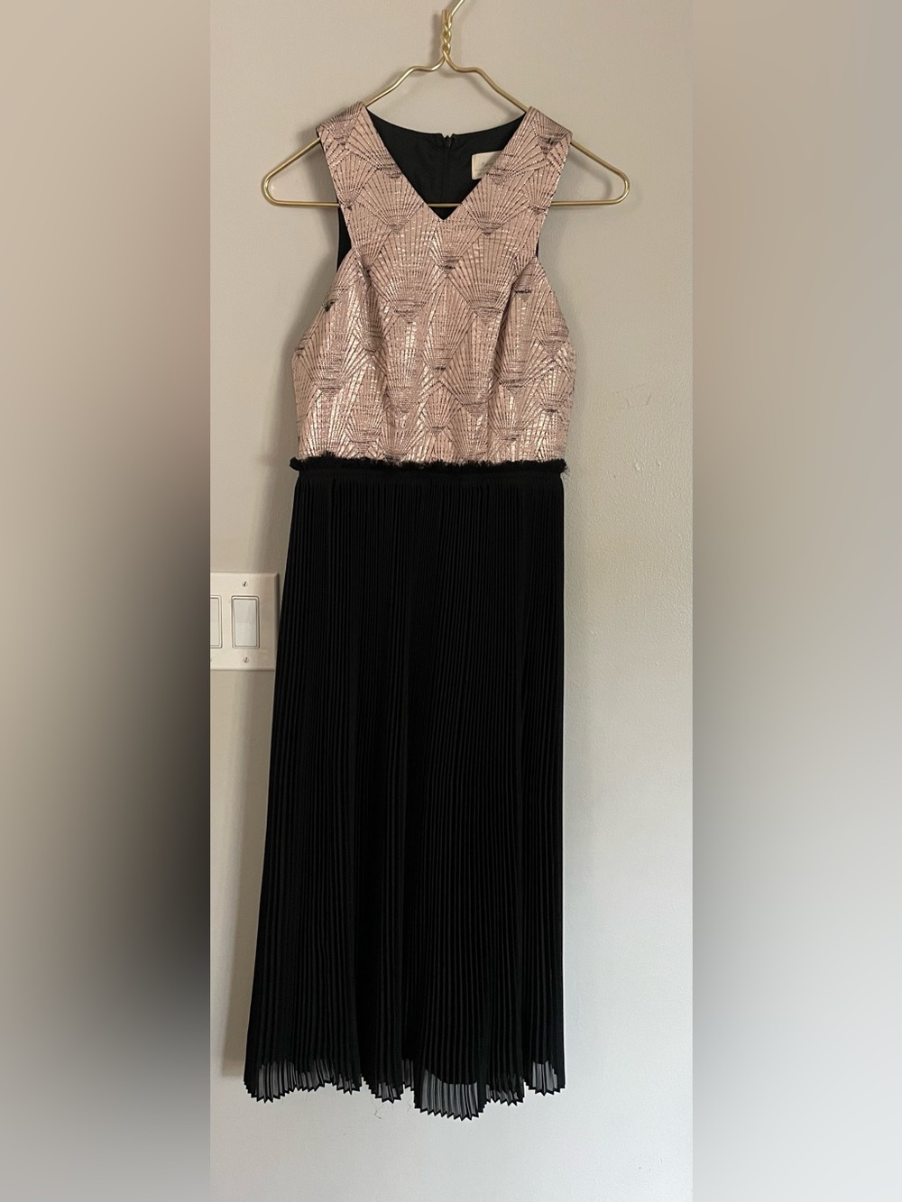Anthropologie Nomad by Morgan Carper "Isobel" Brocade Pleated Midi Dress 4 NWT